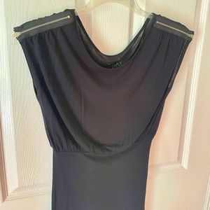 Miley Max / Cyrus Azria rayon black zipper shoulders stretchy soft sexy fitted.C